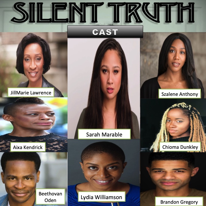 Cast of Hear Her Call Caribbean-American Theater Festival - Reading Salon feature play SILENT TRUTH: Szalene Anthony, Chioma Dunkley, Brandon Gregory, Aixa Kendrick, Jill Marie Lawrence, Sarah Marable, Beethovan Oden, & Lydia Williamson.
SILENT TRUTH
written by Magaly Colimon-Christopher
directed by Yvette Ganier