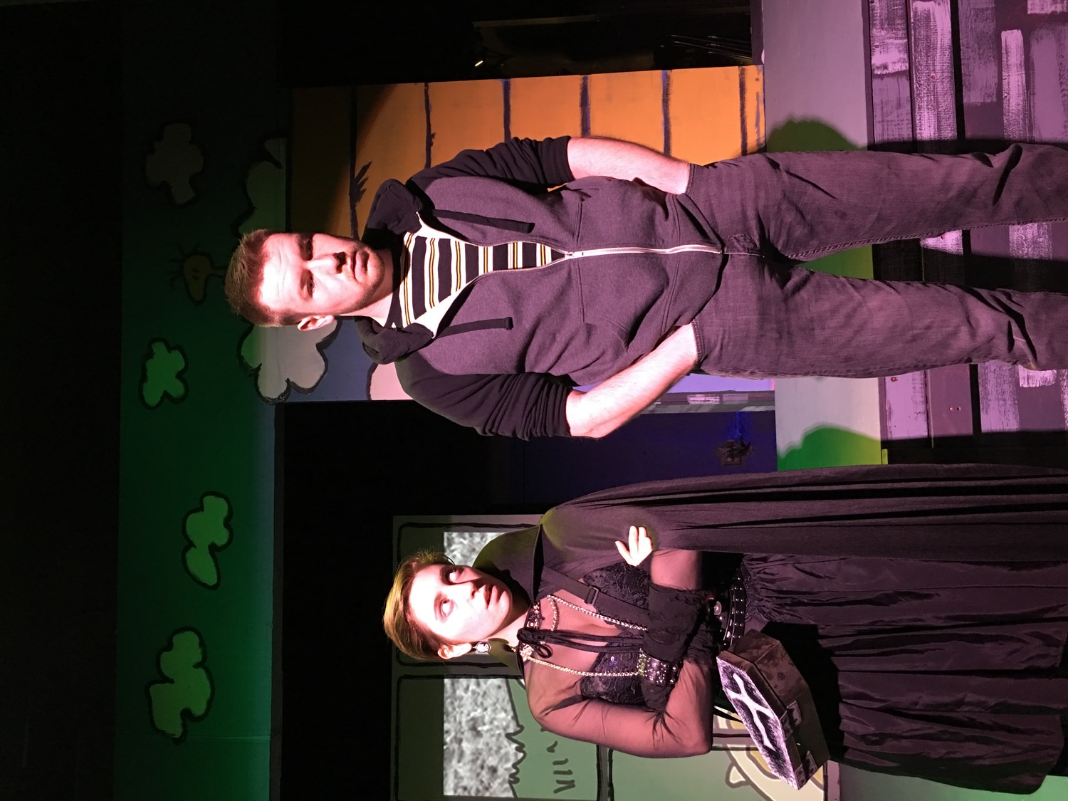 Madi White (as CB's Sister) and Max Wilson (as CB) from the production DOG SEES GOD at Roxy's Downtown, Wichita, KS.