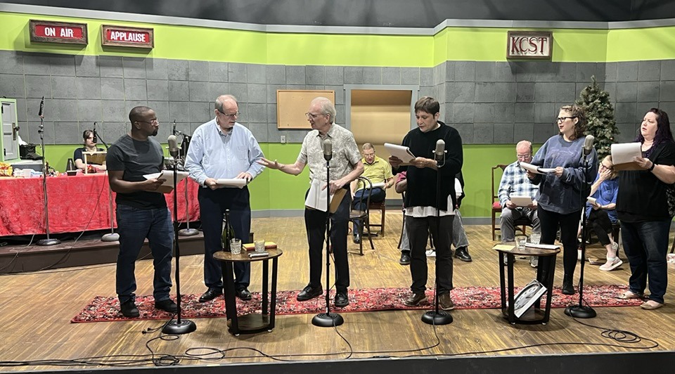 Uncle Billy and George try to calm down their anxious customers at the Bailey Building & Loan in IT?S A WONDERFUL LIFE, A RADIO ONSTAGE PLAY by Anthony E. Palermo. This fun adaptation of Frank Capra?s