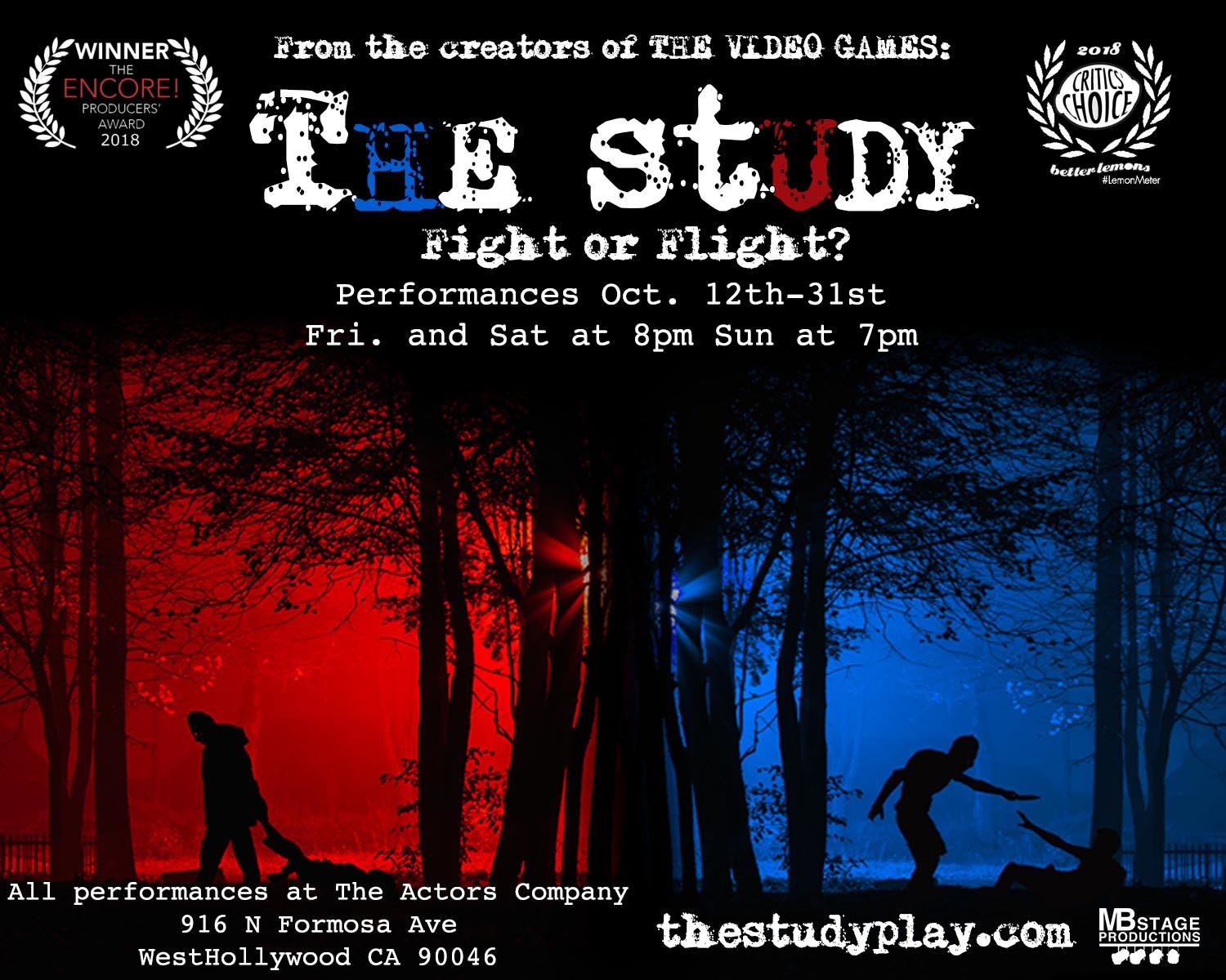 THE STUDY opening for a LIMITED run Oct 12th-31st 1