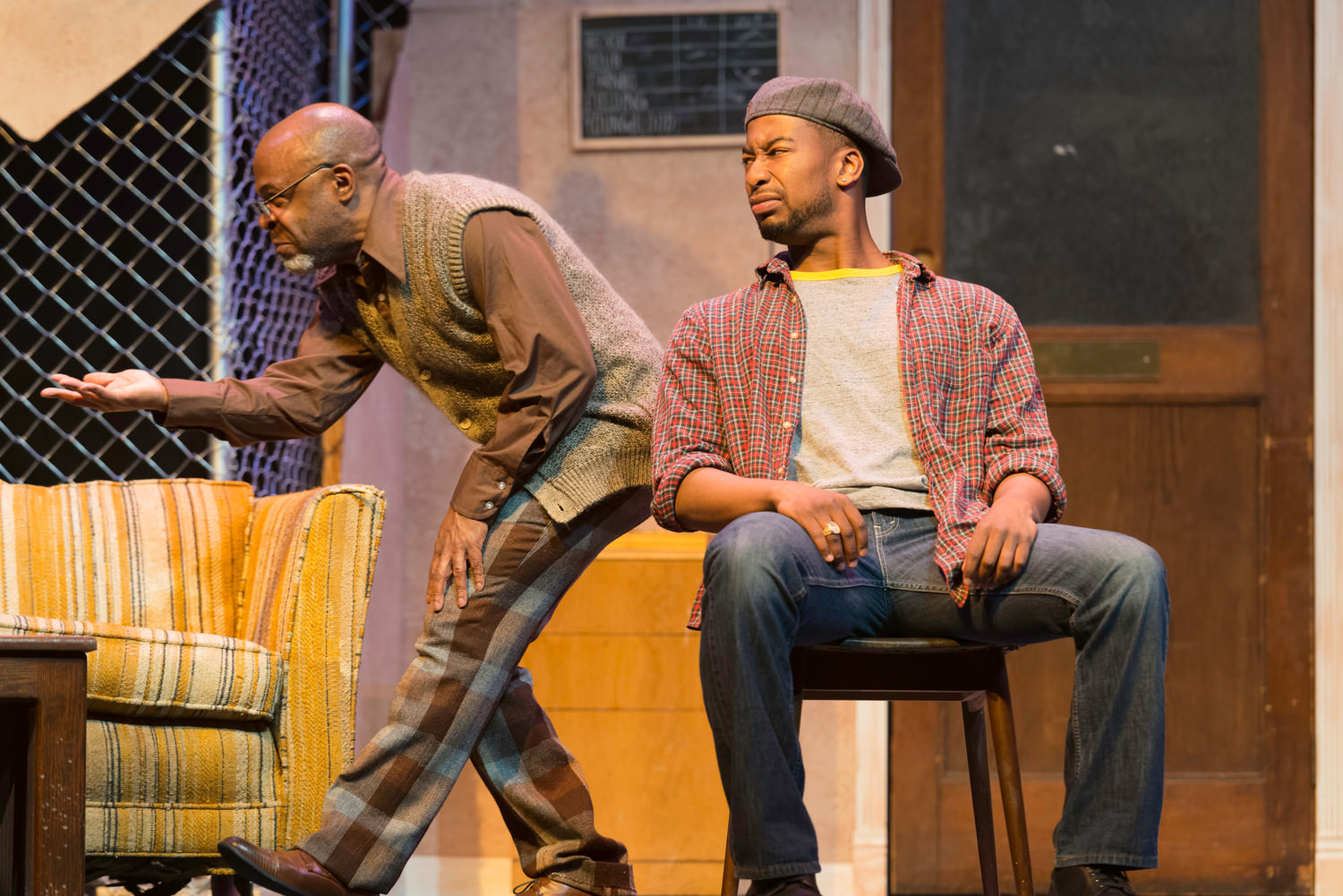 ShawnJ West (Turnbo), L. Peter Callender (Becker), and Edward Neville Ewell (Youngblood) in African-American Shakespeare Company’s production of ‘Jitney’, directed by L. Peter Callender; photo credit: Lance Huntley 5