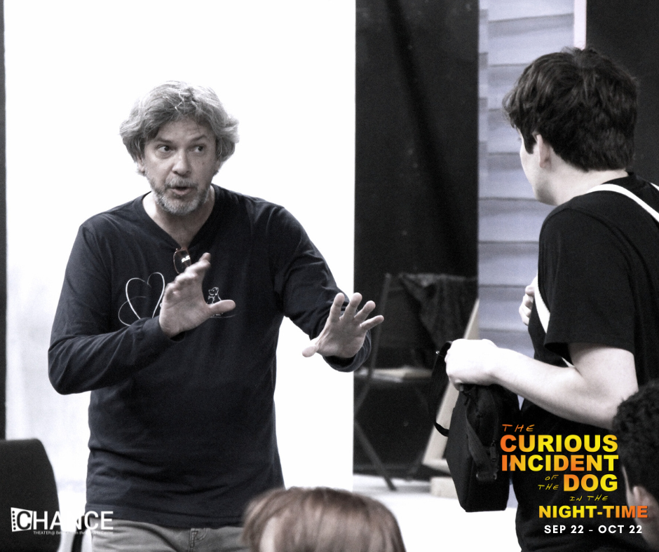 Behind the scenes at the Designer Run for The Curious Incident of the Dog in the Night-Time at Chance Theater. 