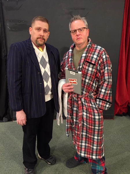 Dave Kempher (L, as Ford Prefect) and William Loring (R, as Arthur Dent)