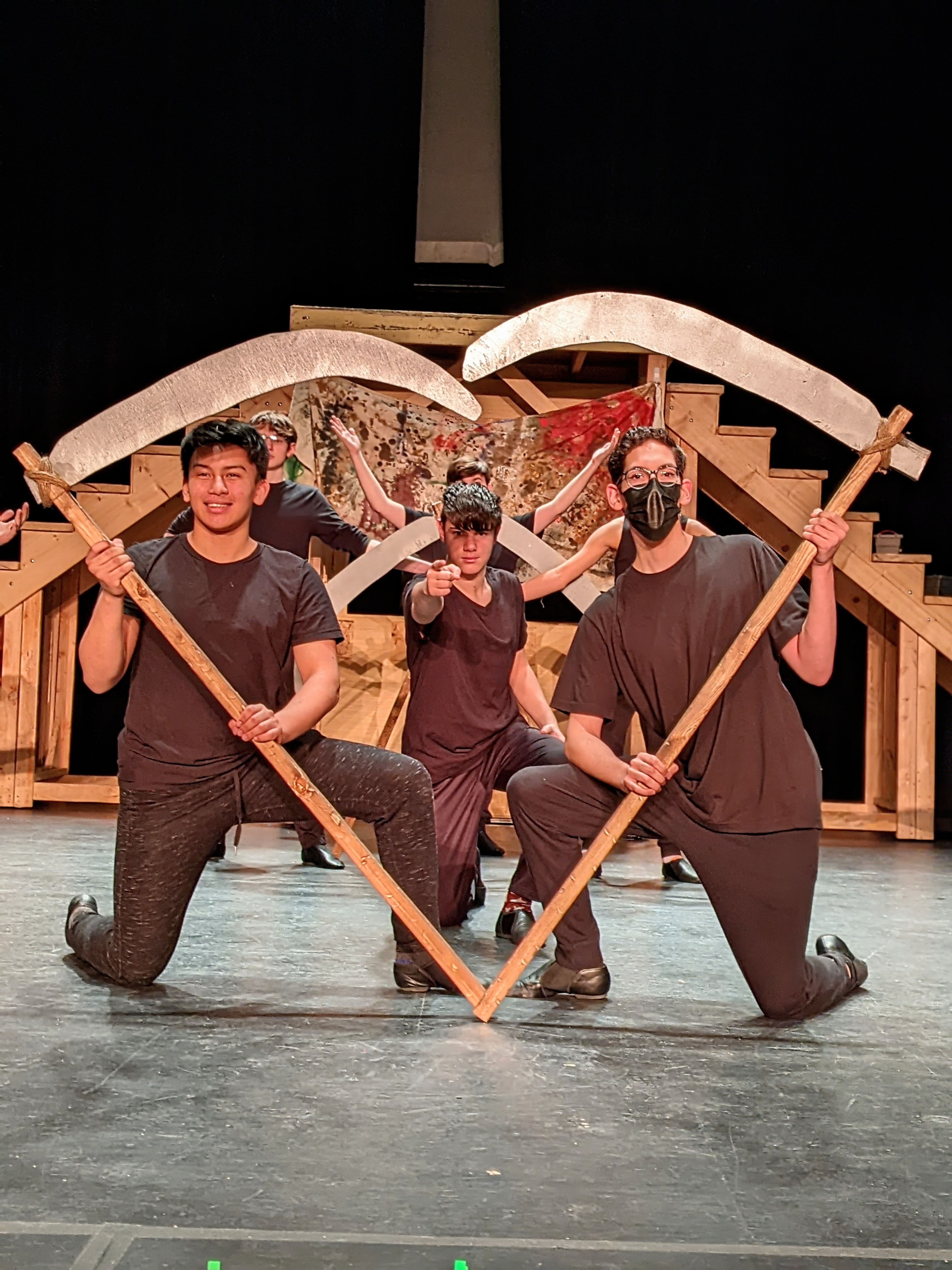 The Troupe (Erick Hernandez, Gideon Hall, and Ian Ekins) bring The Black Death to life in rehearsal at The Maryland Theatre. Choreography: Nicole Ruark