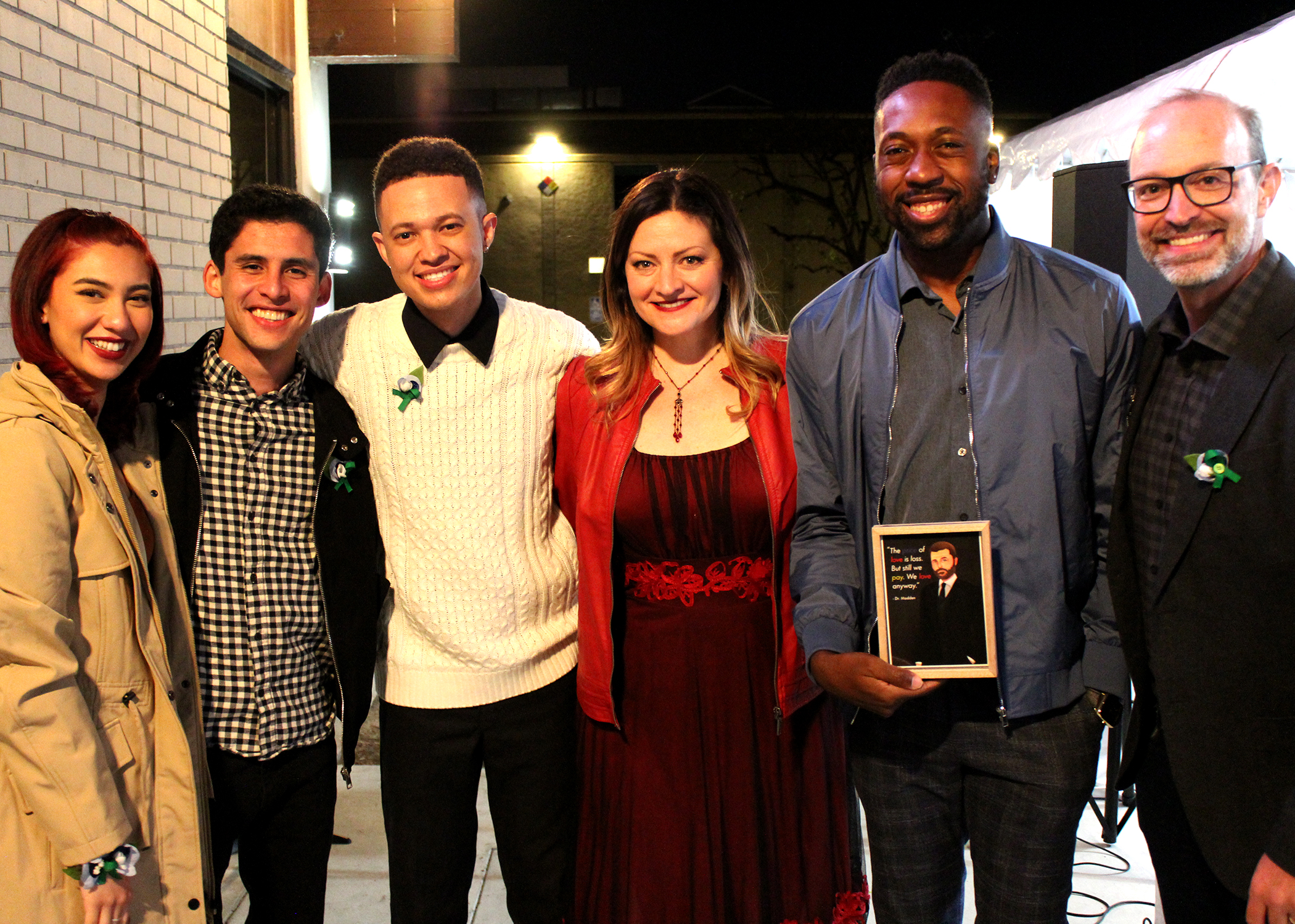 The cast and their director - Angie Chavez, Jared Machado, Jaylen Baham, Jocelyn A. Brown, Tym Brown, and Matthew McCray - on Opening Night of 