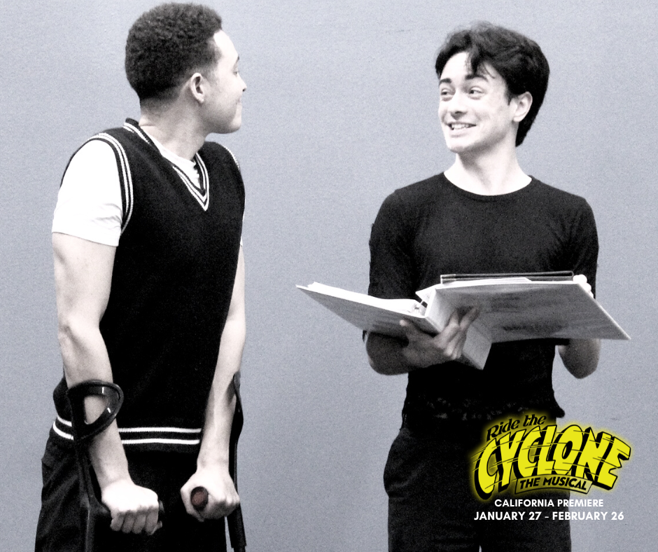Jaylen Baham as Ricky Potts and Wyatt Hatfield as Noel Gruber in rehearsal for the California premiere of 