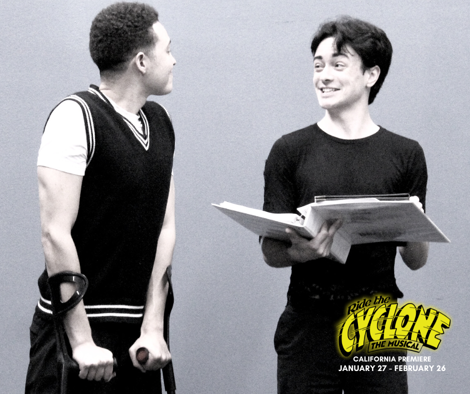 Jaylen Baham as Ricky Potts and Wyatt Hatfield as Noel Gruber in rehearsal for the California premiere of Jaylen Baham as Ricky Potts and Wyatt Hatfield as Noel Gruber in rehearsal for the California premiere of