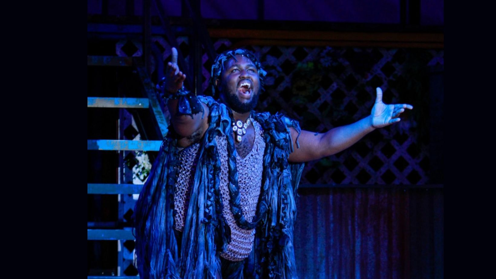 Shafiq Hicks, who will play the Beast, is pictured above as Agwe in STONC's most recent production of Once on this Island. 
