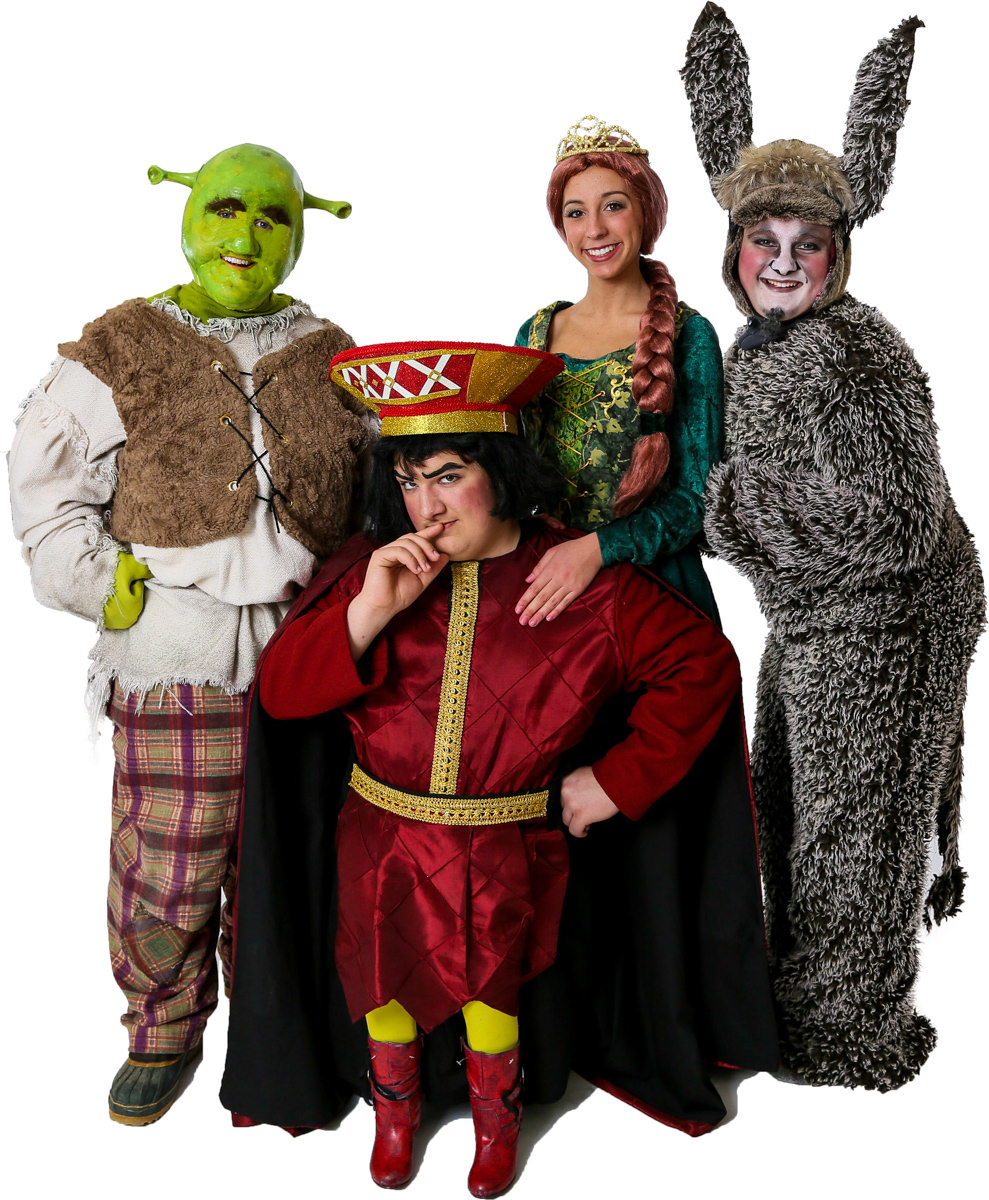 Bringing SHREK THE MUSICAL from the swamp to the stage is SKIT veteran Joel Newman, of Hoboken, in the title role; Andrew Plinio, 15, of Clinton Township, as his loquacious sidekick Donkey; Carly Mindel, 17, of Long Valley, as the fair Fiona; and Andy Kapetanakis, 16, of Bethlehem Township, as the short tempered Lord Farquaad. In a land not so far, far away, SHREK is being presented by ShowKids Invitational Theater April 26 - May 4, at Voorhees High School. Go to www.showkids.org/tickets or call the SKIT ticket line at (908) 638-5959. Photo by DABOUR Photography, www.dabourphotography.com 1