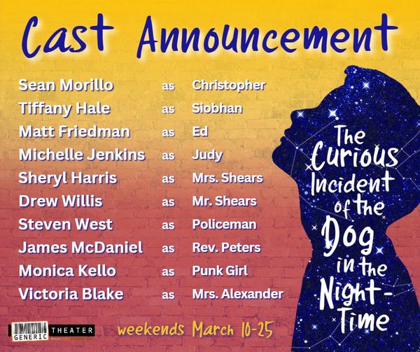 Cast Announcement for The Curious Incident of the Dog in the Night-Time at Norfolk's Generic Theater.