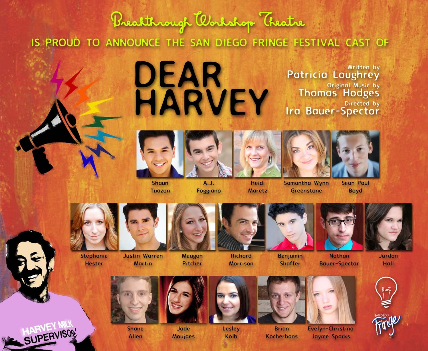 Breakthrough Workshop Theatre to Bring the Legacy of Harvey Milk to the 1st San Diego Fringe Festival with DEAR HARVEY 1
