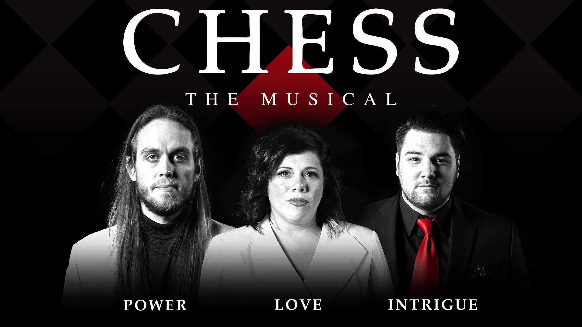Zac Bushman, Alice Johnson, and Nick Hambruch star in DST's 2022 Mainstage production of CHESS THE MUSICAL, March 4-10, at Scottsdale Desert Stages Theatre. 