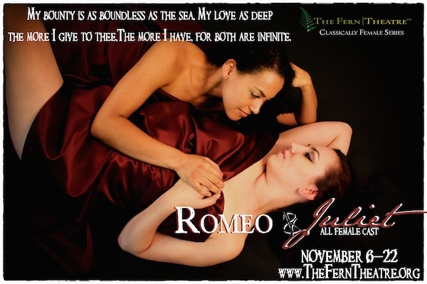 Danielle Thorsen and Juliet and Bryn Stripe as Romeo. Photo Credit: Jessica Fern Hunt/The Fern Theatre Company