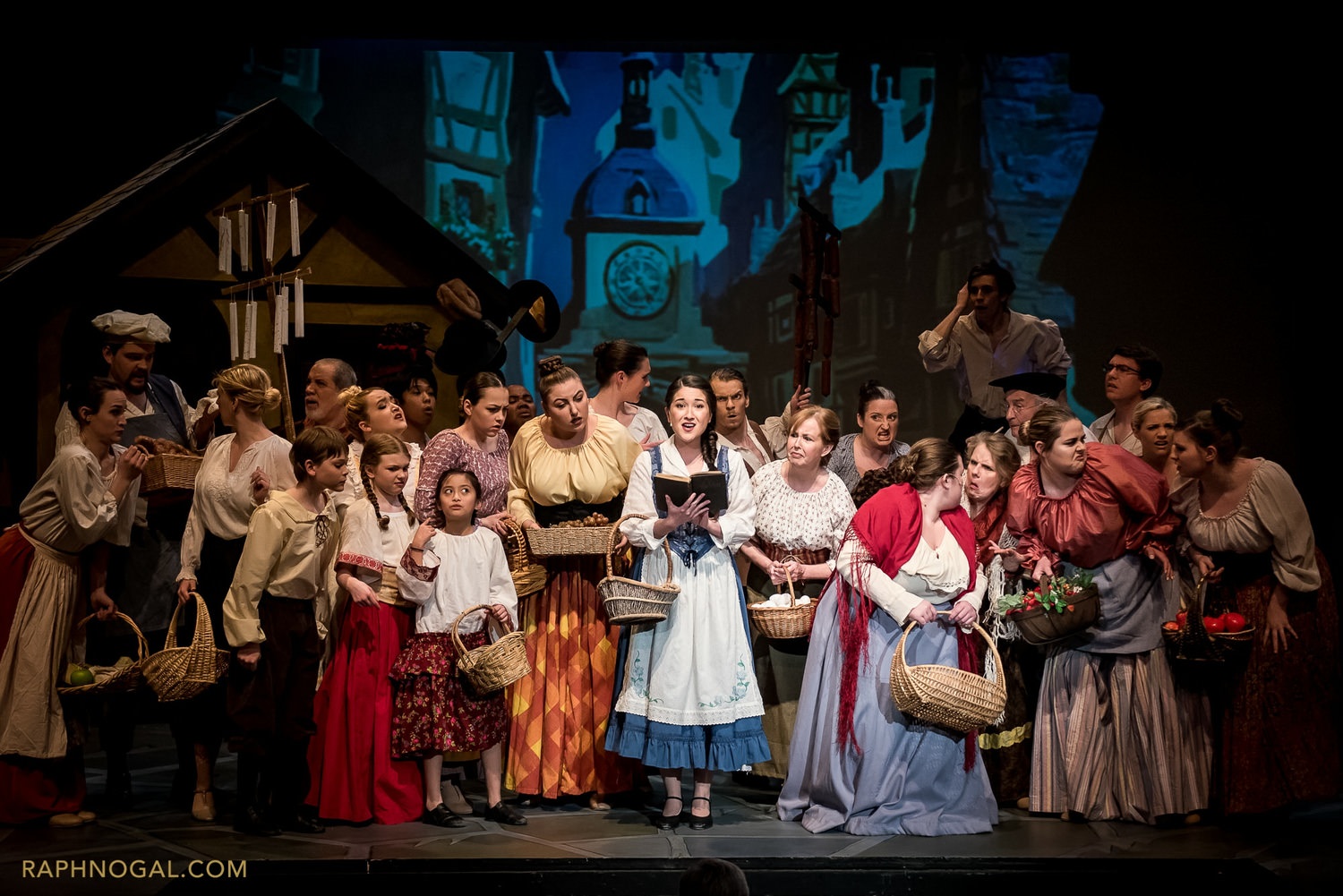 The villagers led by LeFou (Kyle Humby) sing the praises of Gaston ( Rob Murphy): photo credit raphnogal.com 3