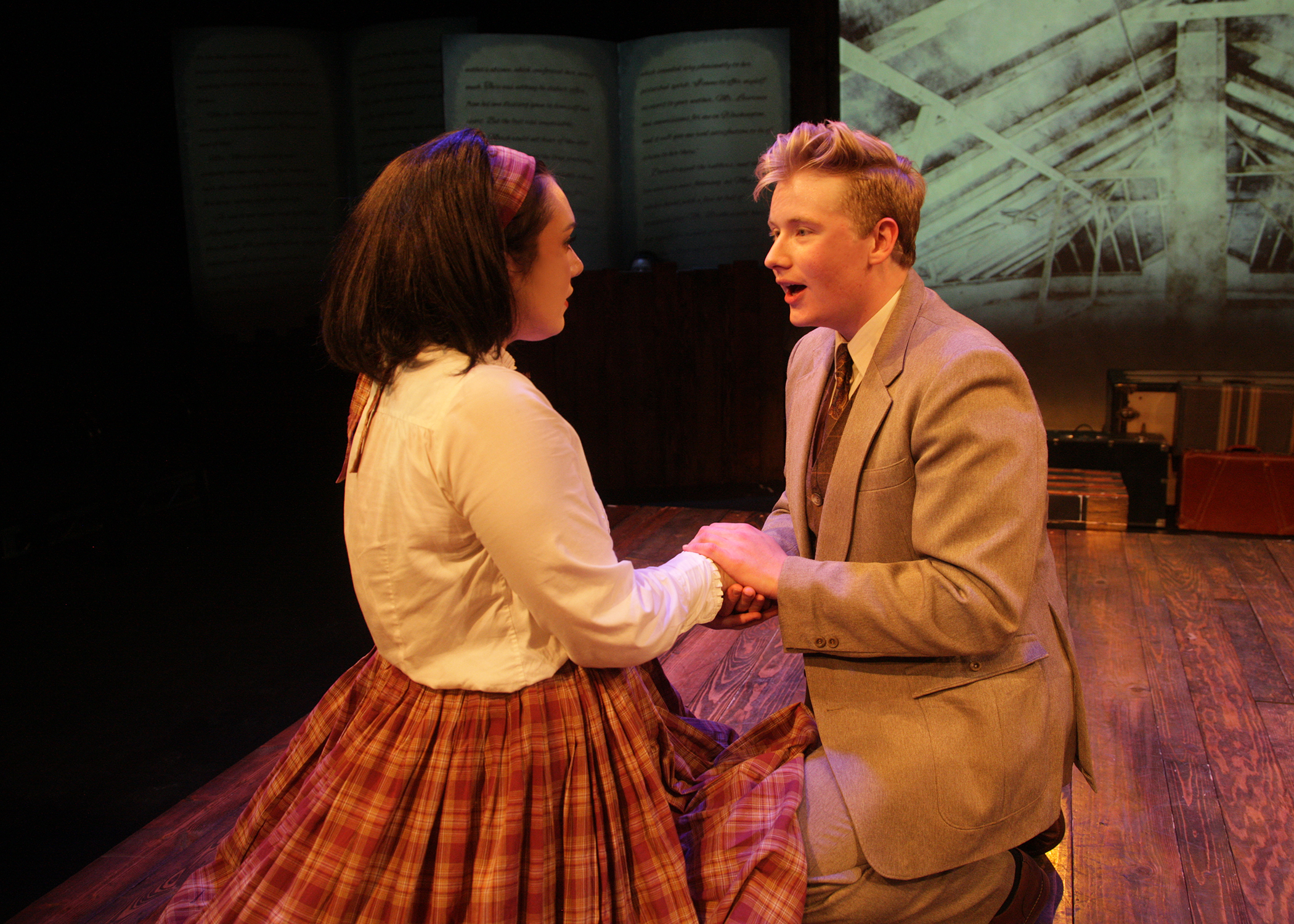 Sarah Pierce as Jo March and Zac Swan Van Lent as Laurie Laurence Chance Theater's production of 