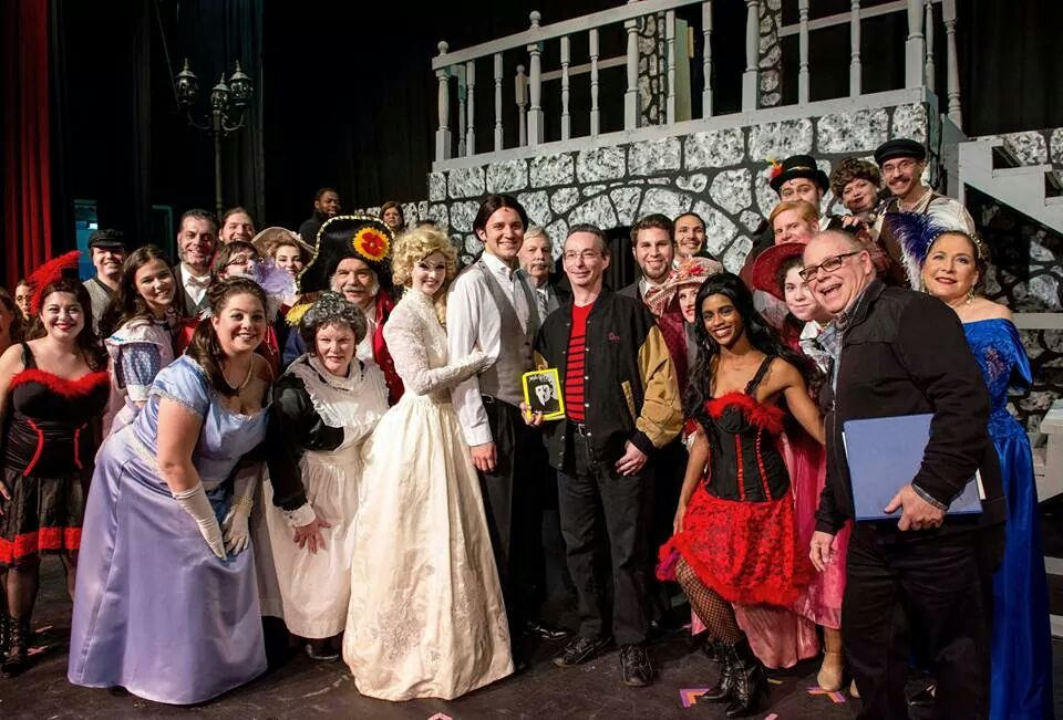 Donald J. Simon, President of the International Jekyll & Hyde Fan Club (center with gold and black jacket holding our playbill) traveled from Pennsylvania to Commack to attend yesterday's performance and graciously posed with our cast, crew and director after the show.
