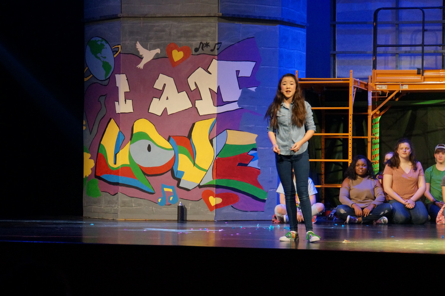 Olivia C Cheng performing We Beseech Thee in Godspell Jr at Briarcrest.