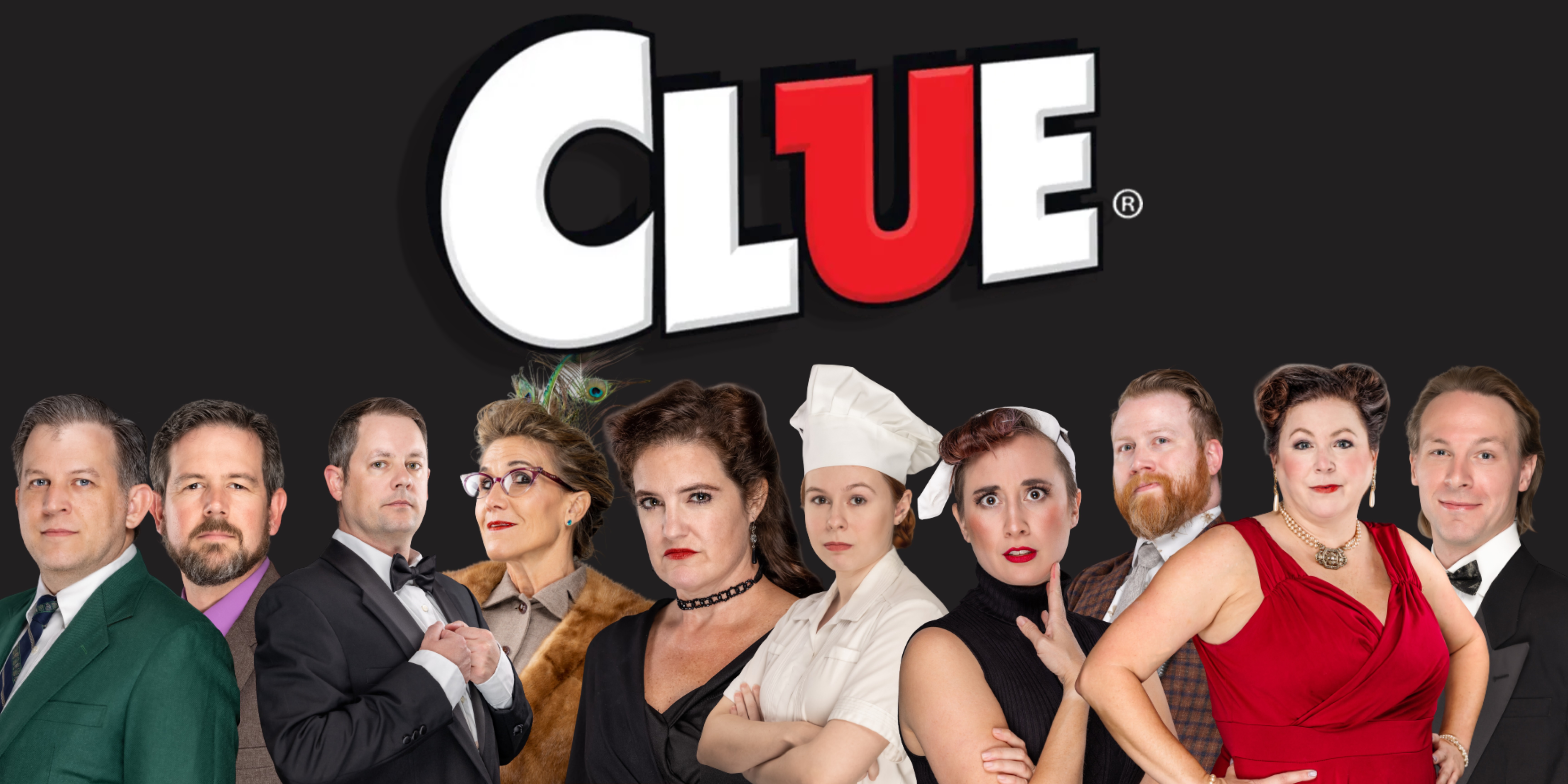 The cast of Cary Players' Clue: On Stage.