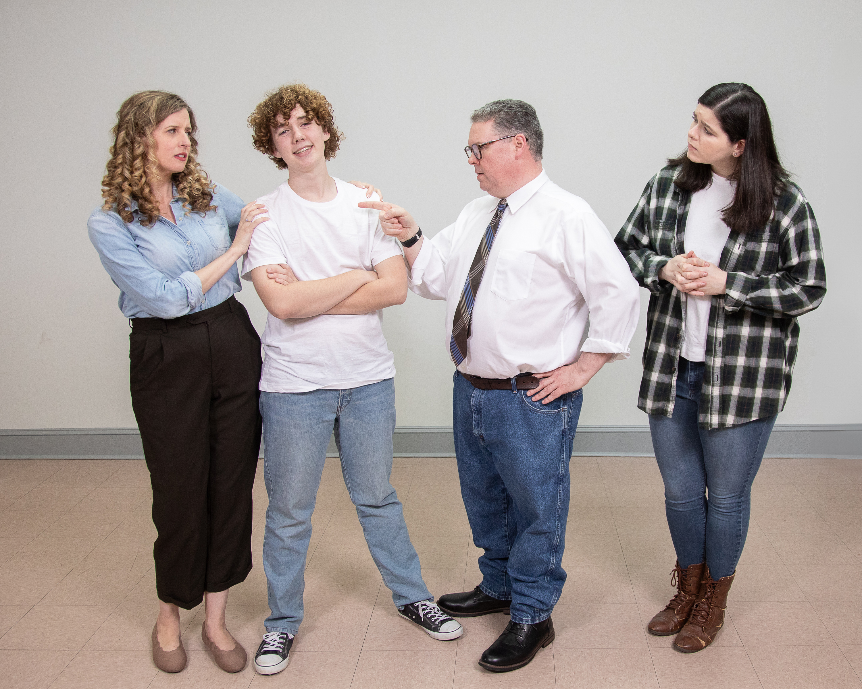 When city-kid Ren (second from left, Zack Osborne of Willow Grove, PA) and his mother Ethel (left, Megan Gramlich of Lawrenceville, NJ) move in with his uncle and aunt in the countryside, Wes & Lulu W