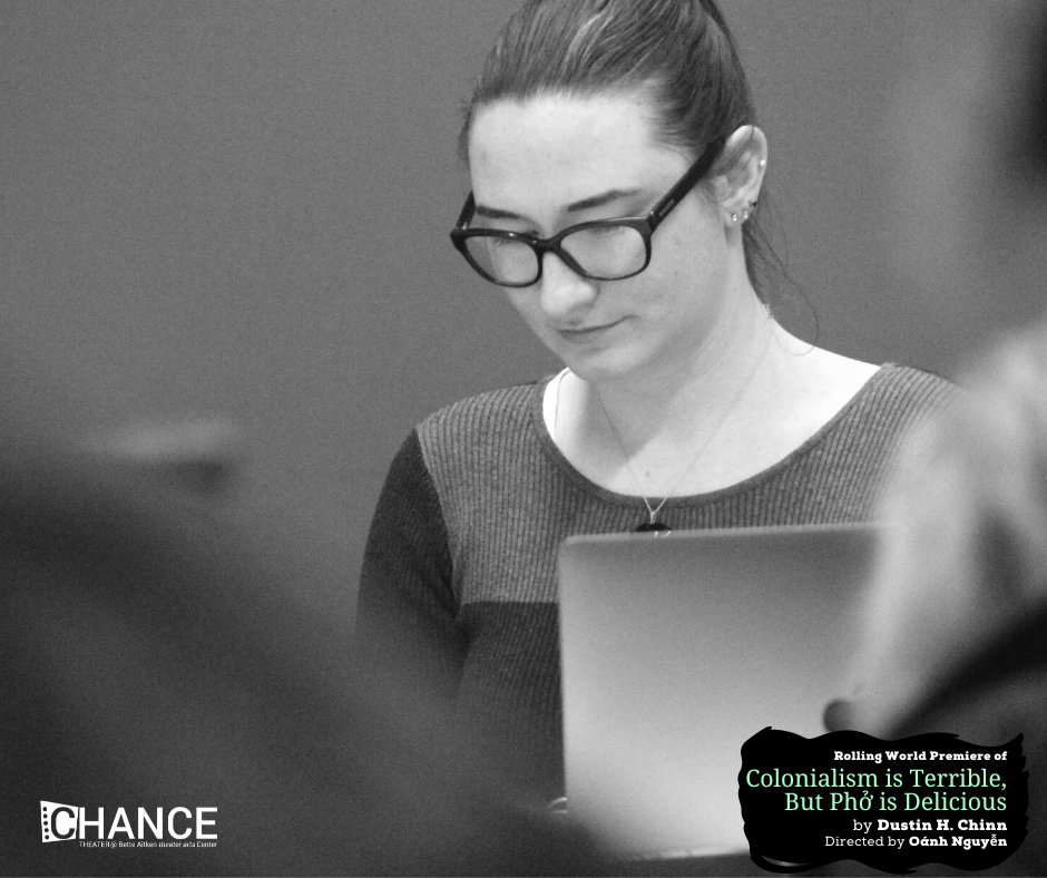 Stage Manager Jordan Jones at the first read-thru for the rolling world premiere of 