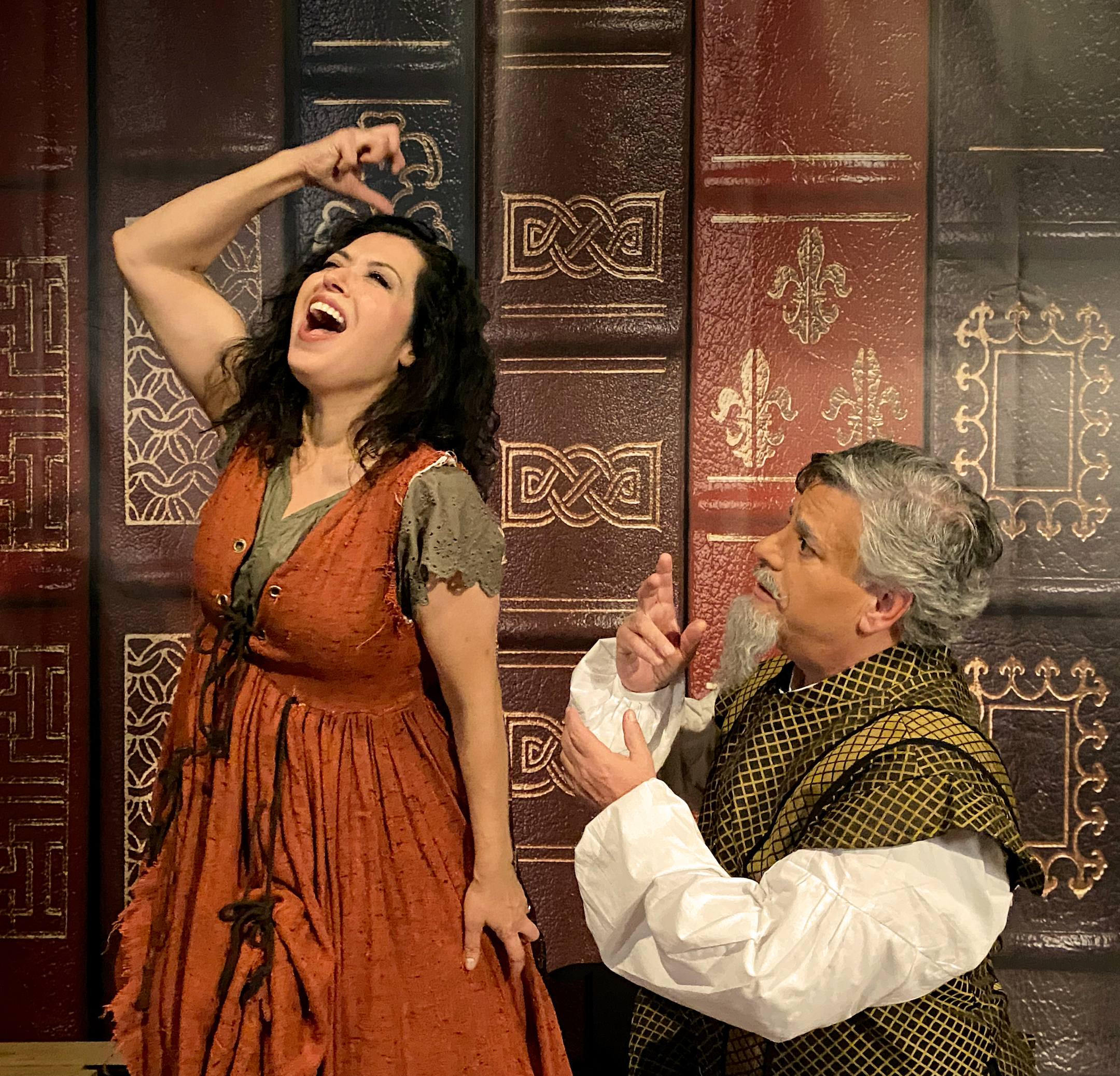 Sandra Bengochea and Stephen Guggenheim as Aldonza and Quixote. Sandra Bengochea and Stephen Guggenheim as Aldonza and Quixote.