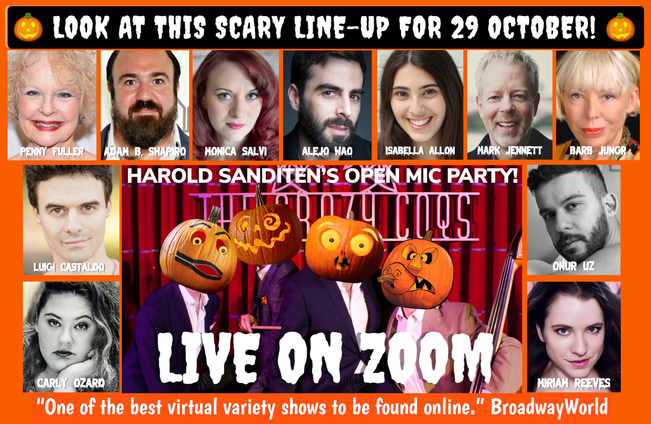 Here's the line-up for our Halloween special on 29 October