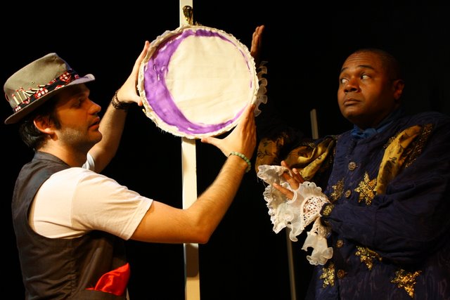 YOUR MOON, SIR!: Christopher Karbo as El Gallo and Darryl Maximilian Robinson as Henry Albertson contemplate The Moon in a scene from the 2010 Tribe Productions 50th anniversary revival production of Tom Jones' and Harvey Schmidt's classic, romantic musical 
