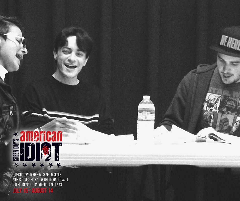 Sophia Barajas, Wyatt Hatfield, and Jack Aitken during the first read-through of 