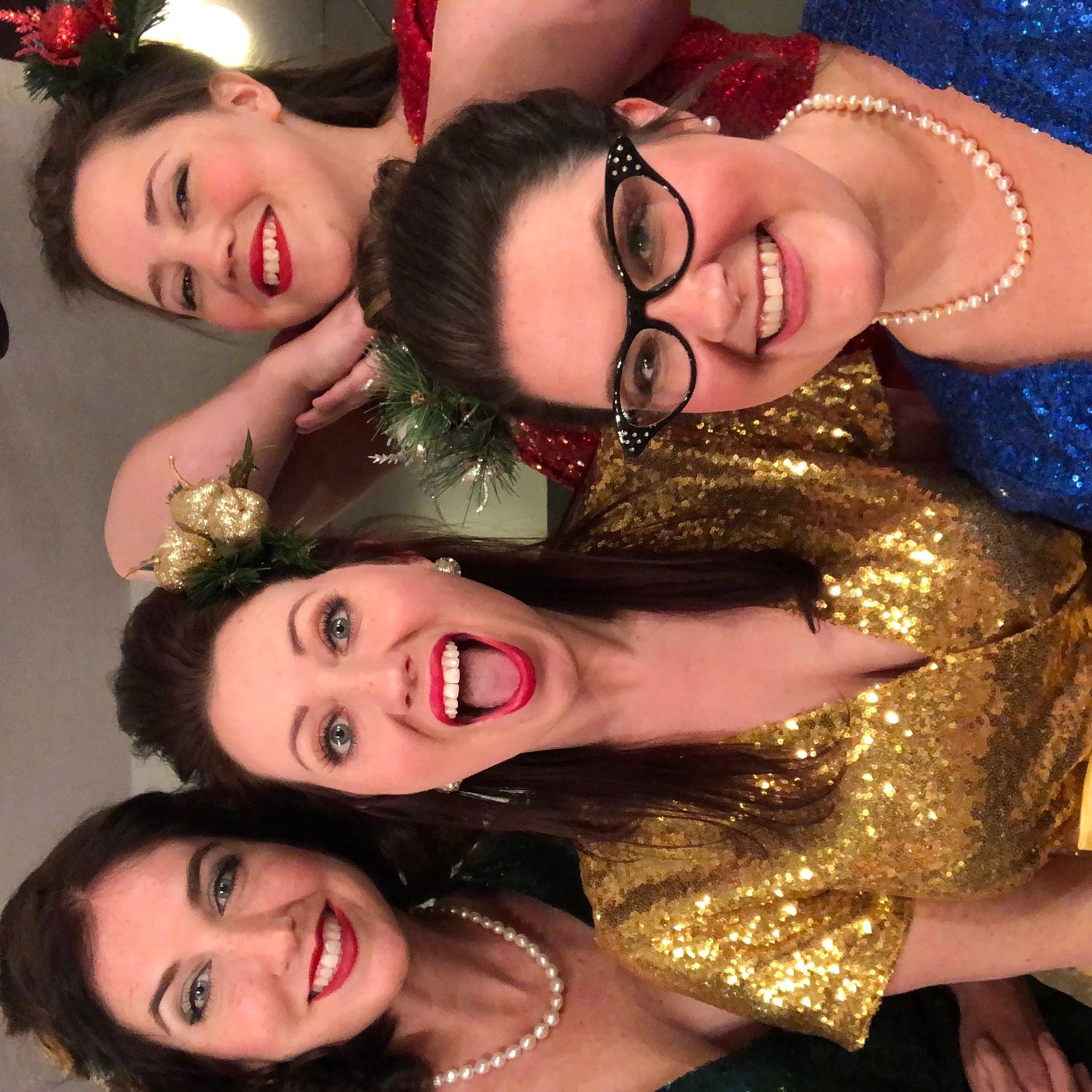 The cast of Winter Wonderettes, clockwise left to right, Liza Smith as Cindy Lou, Christy Brown as Betty Jean, Katie Murphy as Missy, and Brittni Jackson as Suzy. 1