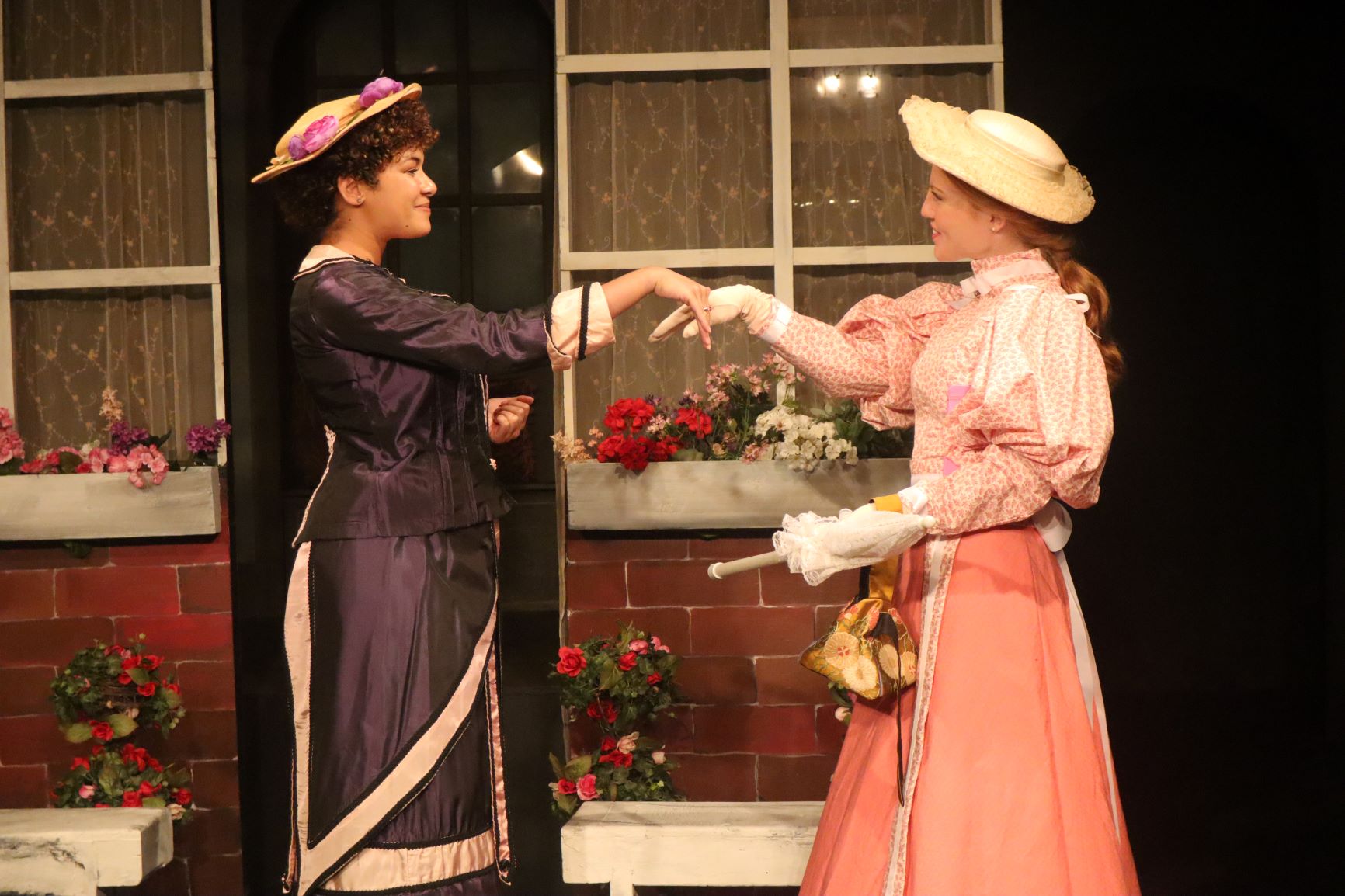 Gwendolen  (Annie Quigley) knew from the moment she saw Cecily (Maroon Stranger), they were to be the best of friends.
Photo by Austin James, Bunny King Productions

