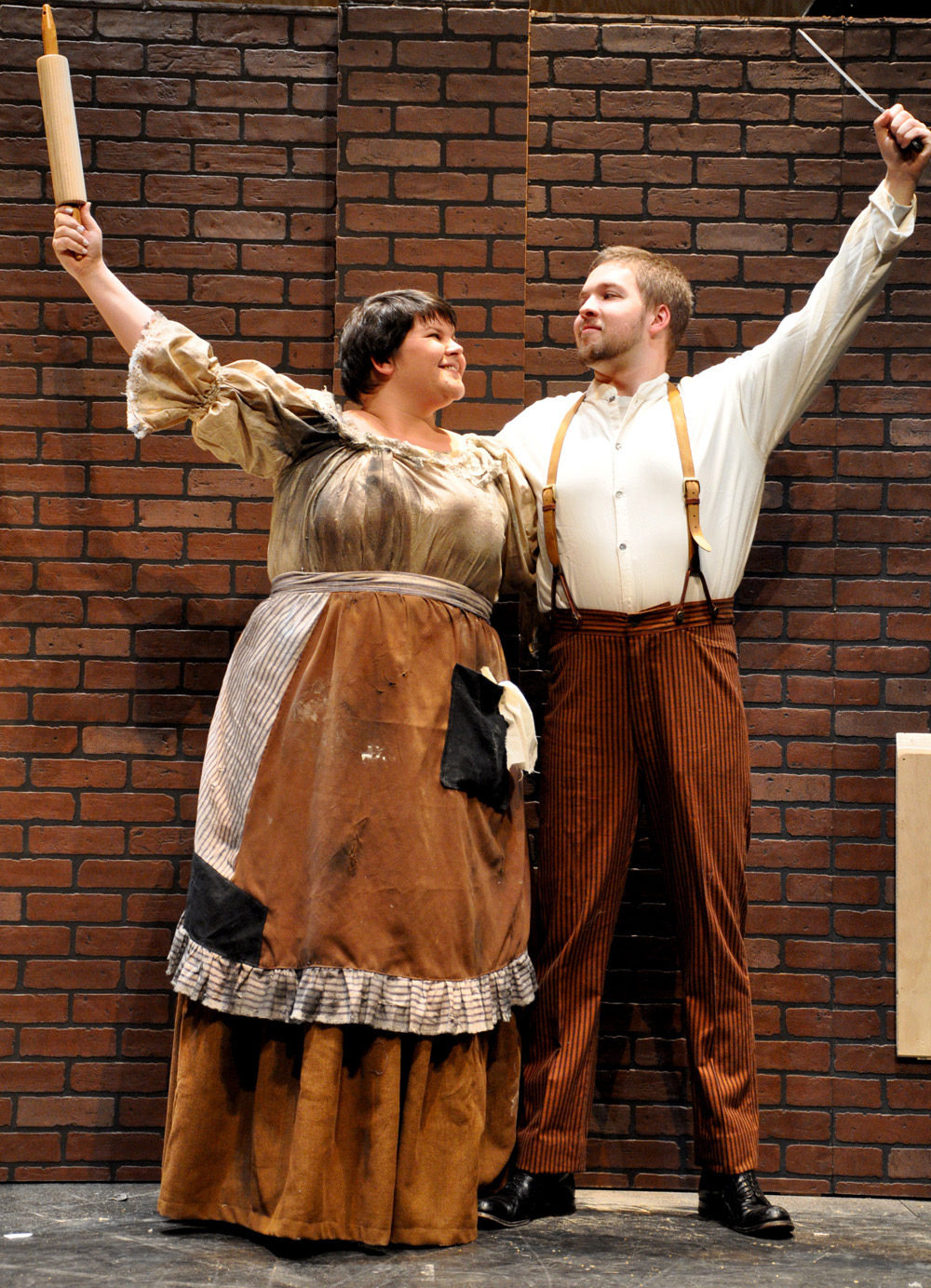 Scott Donaldson (Sweeney Todd) and Joanna Moomaw (Mrs. Lovett)rehearsing 