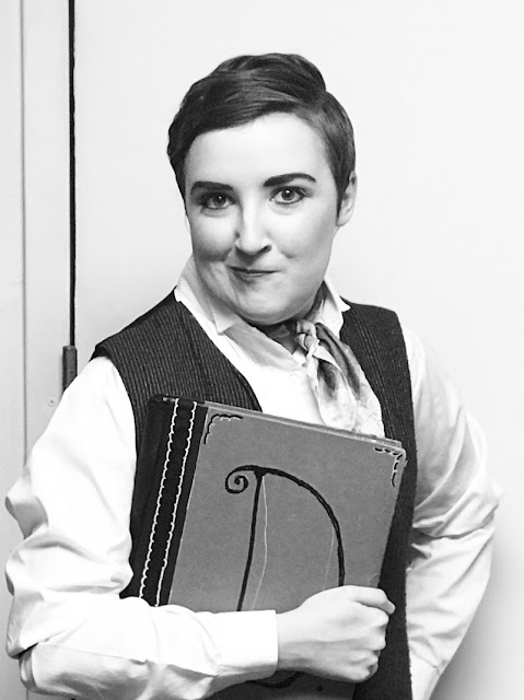 The Chairman's Right-Hand Woman: Skilled comic actress-singer-dancer Sophie Duntley appeared as Miss Jemima Throttle, The Stage Manager of The Music Hall Royale in the 2018 Saint Sebastian Players of Chicago Revival of Rupert Holmes' 'The Mystery of Edwin Drood'. Photo courtesy of Ms. Duntley.