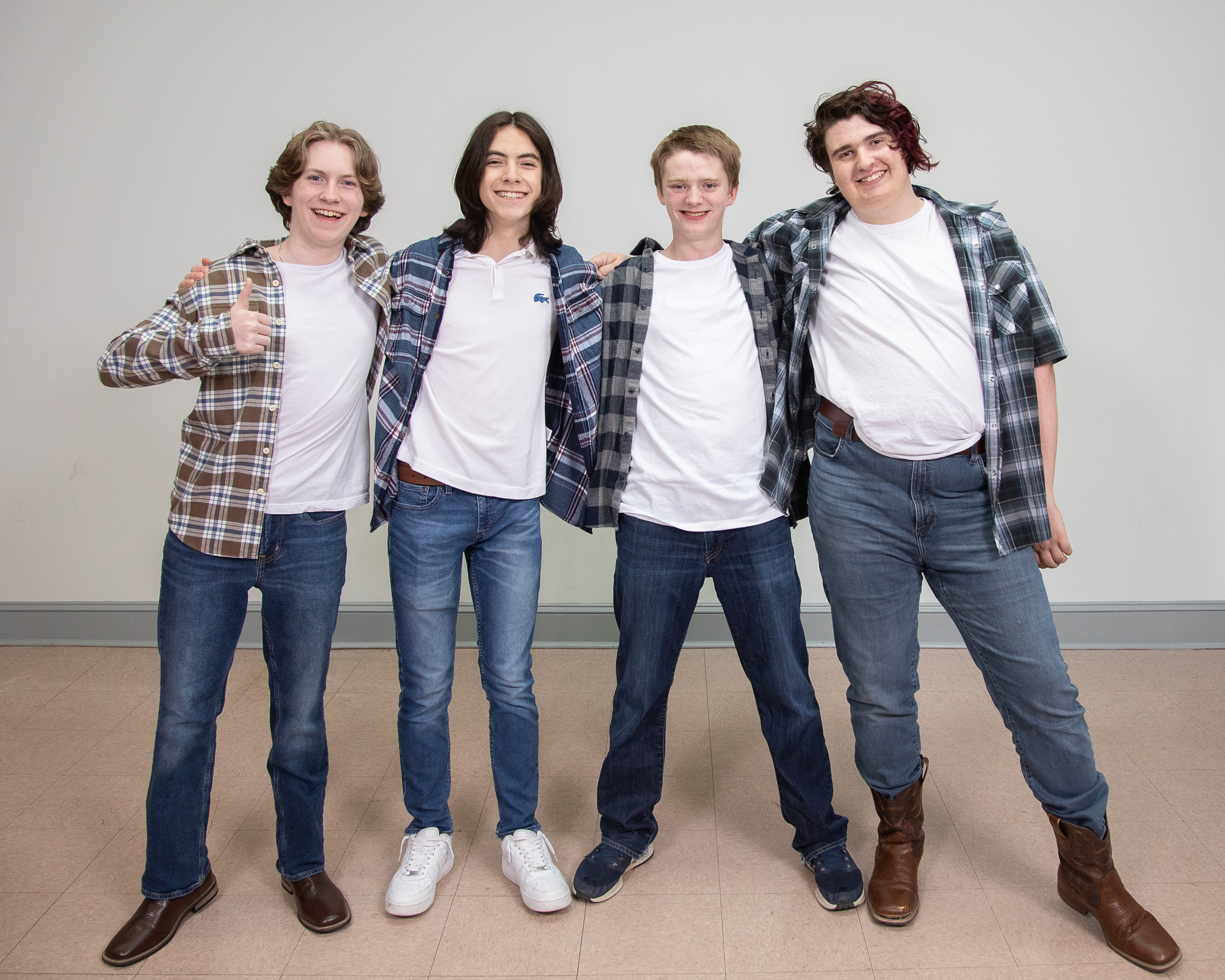 City-kid Ren finds friendship in country-boy Willard (third from left, Liam McKernan of Newtown), as Ren tries to convince the town council to reverse their ban on dancing, with the help of their frie