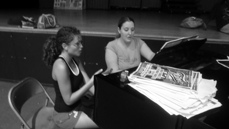 Serena played by Paola rehearsing with Music Director, Melissa Welz.