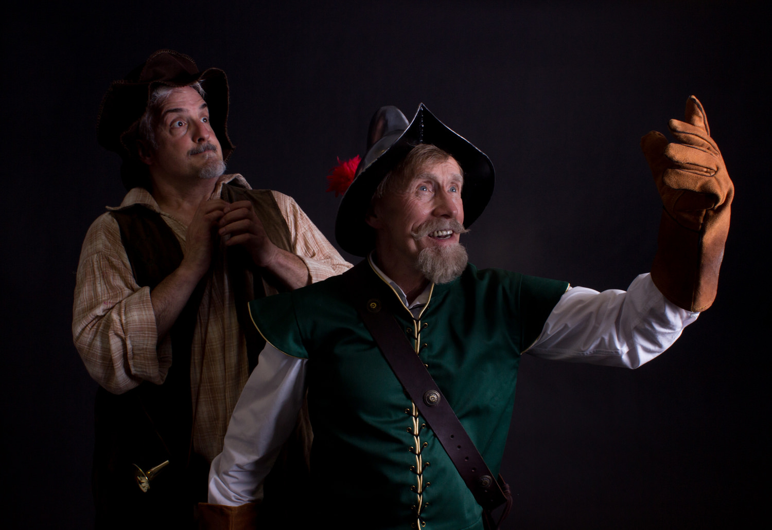 From left to right: Chris Finetti (Sancho Panza) and Richard Howarter (Cervantes/Quijana/Don Quixote) star in the Ghostlight Theatre Ensemble production of 