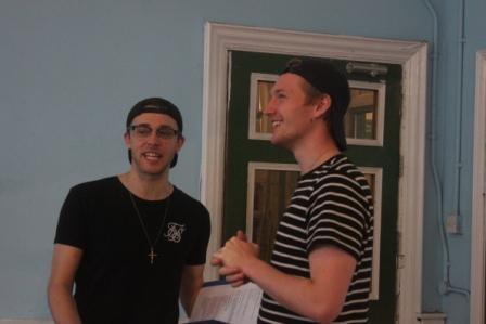 Ben Brooker and James MacDowall in rehearsals