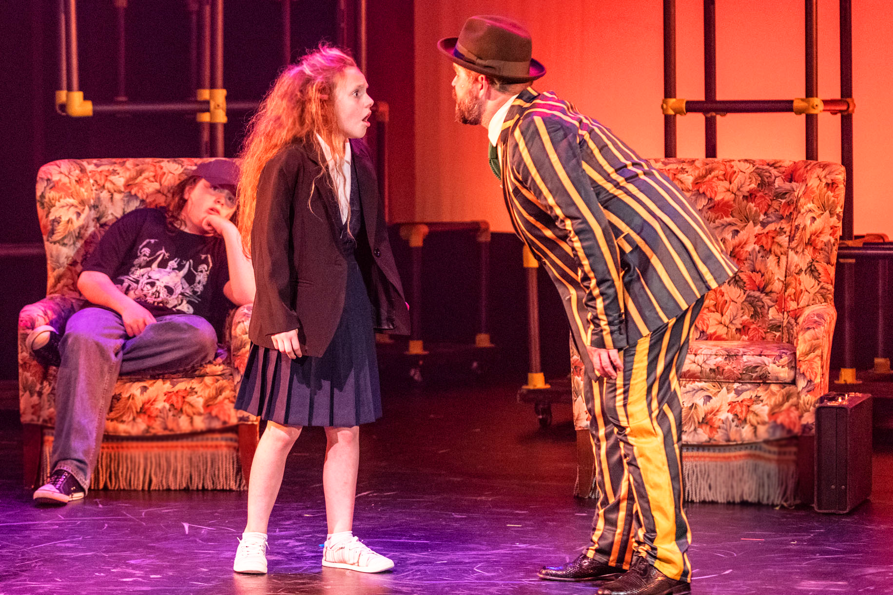 Michael (Grayson Griffith), Matilda (Ava Lee), Mr. Wormwood (Colin Cook) 