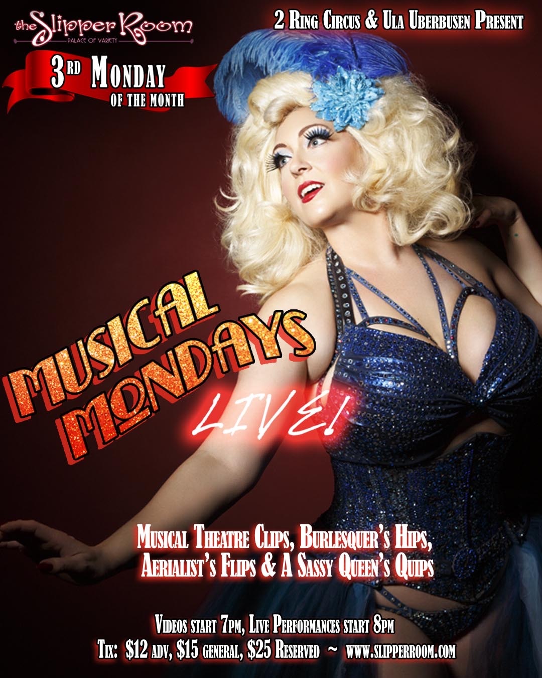 Featuring absolute knockout, Ula Uberbusen! ?????? Doors 7pm/Show 8pm. ?Musical Theatre Clips, Burlesquer?s Hips, Aerialist?s Flips, & A Sassy Queen?s Quips? Discounted advance tickets at ? slipperroomnyc(dot)com ????? #musicalmondayslive is presented by @ulauberbusen & @2ringcircus and continues on the 3rd Monday of the month at the @slipperroomnyc. The February 18 edition features performances by @eve.starr @iambenfranklin @aerialjosh @ulauberbusen @mr.jackbarrow & @_theivoryfox_ ??? #musicalmondays #live #burlesque #boylesque #nycburlesque #cabaret #dragqueen #nycdrag #nycnightlife #burlesqueshow #singalong #broadway #musicaltheatre #showtunes #2ringcircus #nyc #circus #aerial #thingstodonyc #mondaynight #slipperroom #slipperroomnyc #liveentertainment