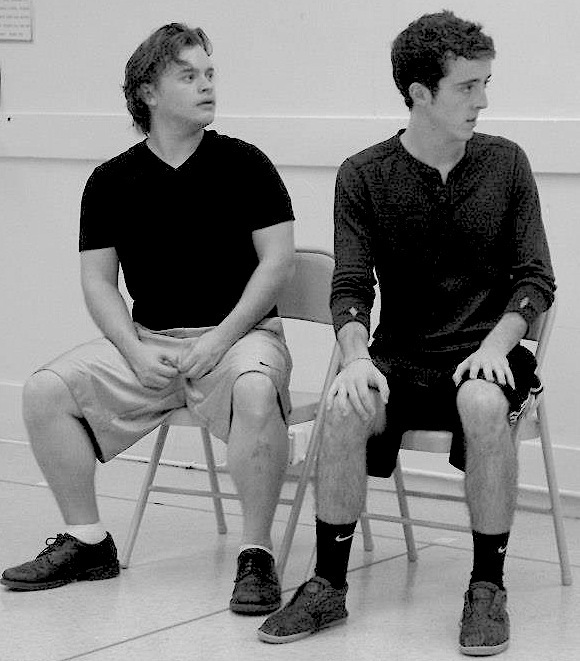 Tom Driscoll (Max) and Carter Ellis (Leo) in rehearsals.
