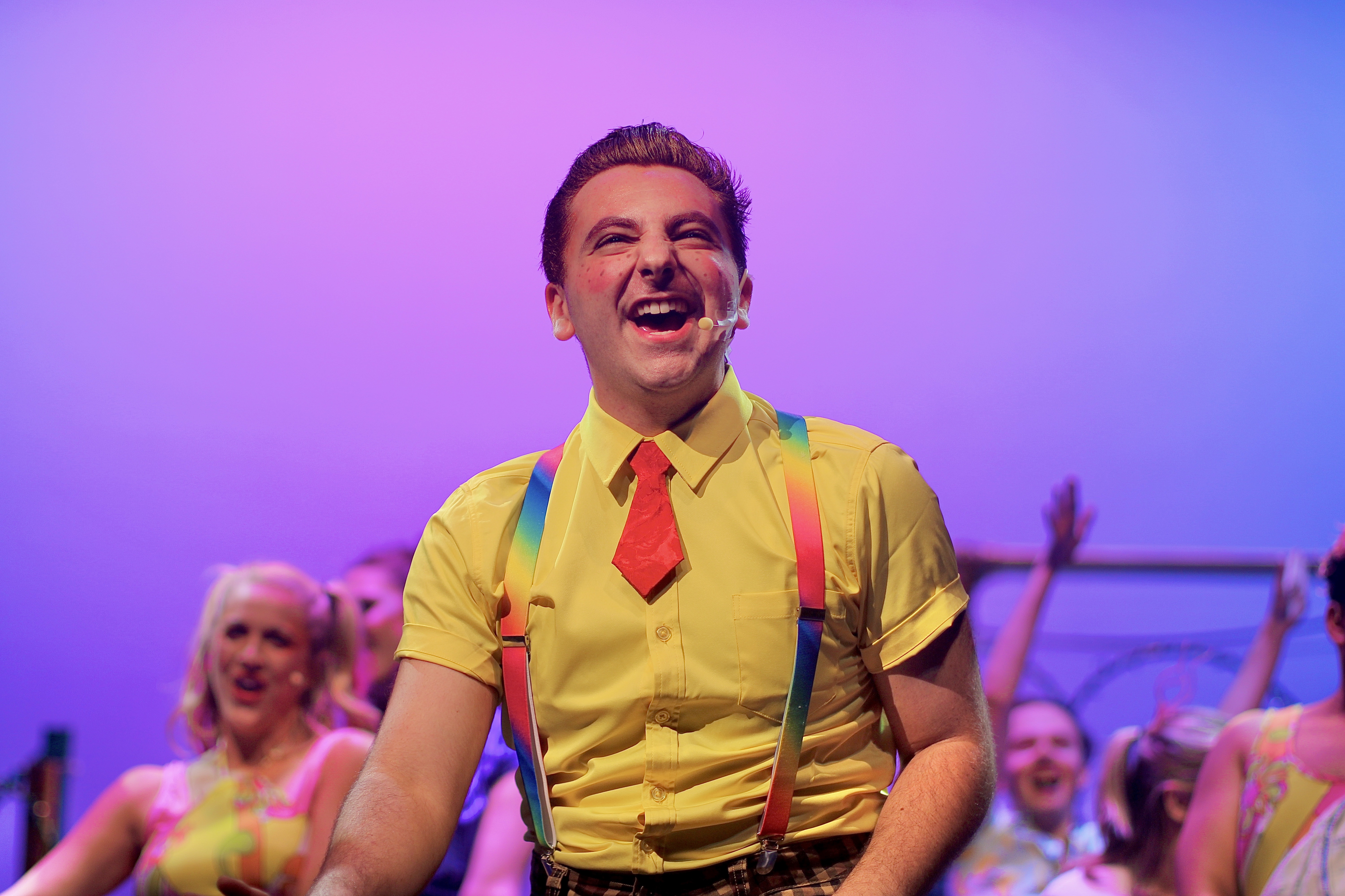 Jake Aboyoun as SpongeBob SquarePants (photo by Bee Pruitt, courtesy of Celebration Theatre Company)