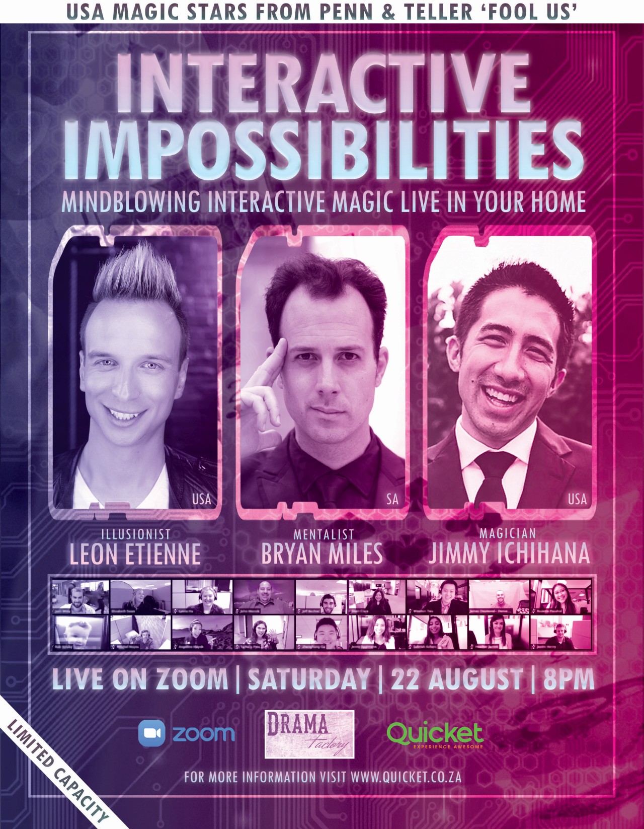 Interactive Impossibilities: 
22 AUGUST - Sat, 8:00 PM - 9:00 PM 

