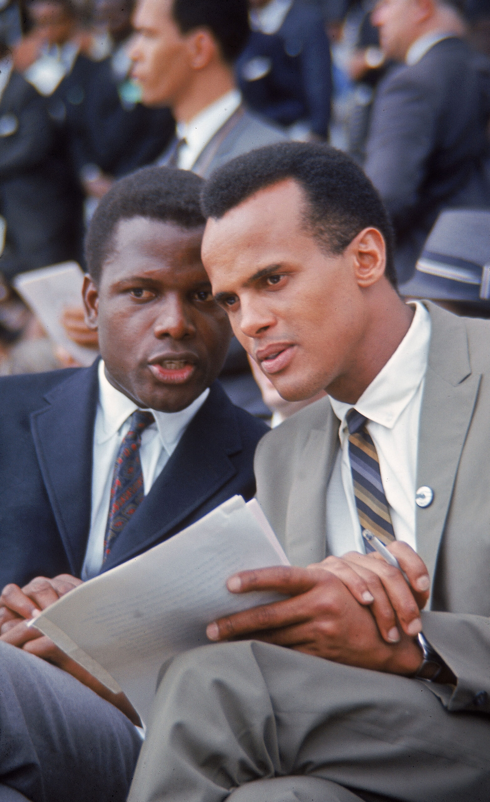 BEST FRIENDS IN THE FIGHT FOR CIVIL AND HUMAN RIGHTS AND BEST FRIENDS IN THE ARTS FOR LIFE: Seen here seated are two screen legends who helped bring the Royalty of Hollywood to The Reverend Dr. Martin Luther King's historic 1963 March On Washington where they witnessed King's 