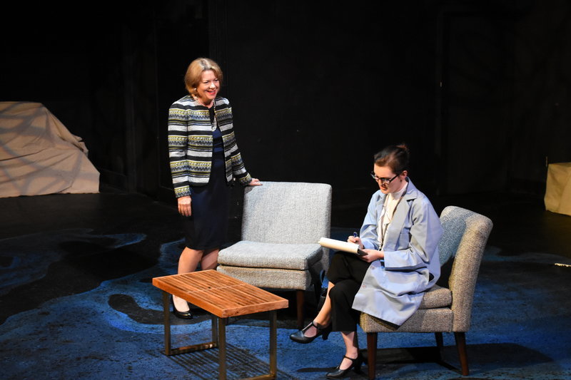 Juliana Smithton (Lynne Locher) consults with Dr. Teller in Sharr White's The Other Place. (Photo by Megan Lamasney).