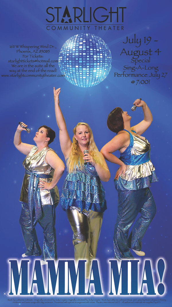 Katie Lambert as Donna, Susan Gibson as Rosie and Hayley Hinckley as Tanya in SCT's MAMMA MIA!