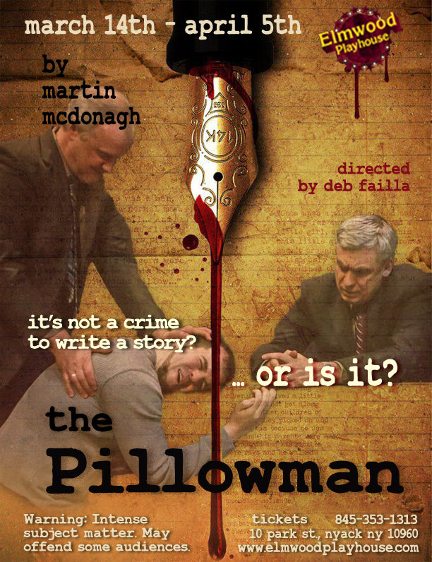 Ariel (John Ade) l and Tupolski (Scott Nangle) interrogate the writer, Katurian (Tom Mazzarella) in a scene from The Pillowman. 3
