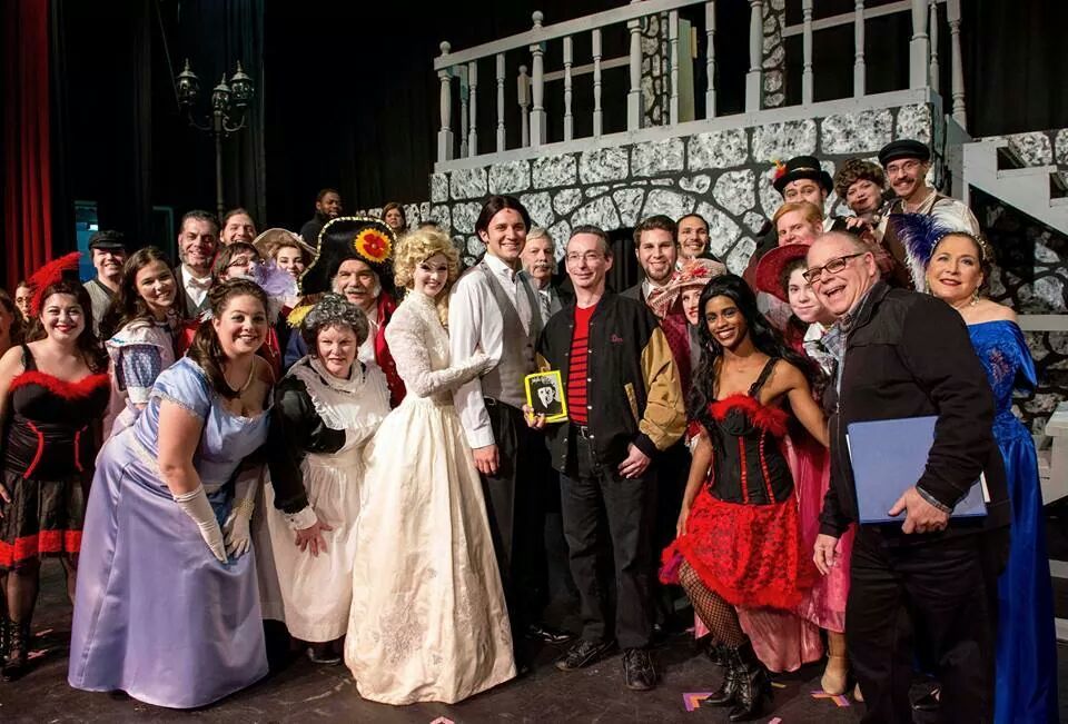 
Donald J. Simon, President of the International Jekyll & Hyde Fan Club (center with gold and black jacket holding our playbill) traveled from Pennsylvania to Commack to attend yesterday's performance and graciously posed with our cast, crew and director after the show.
