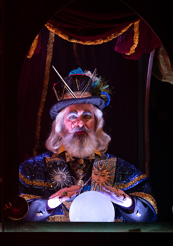 Marc Geller (The Amazing Karnak) in Ride the Cyclone running January 13 through February 19 at Arena Stage at the Mead Center for American Theater. Photo by Margot Schulman.