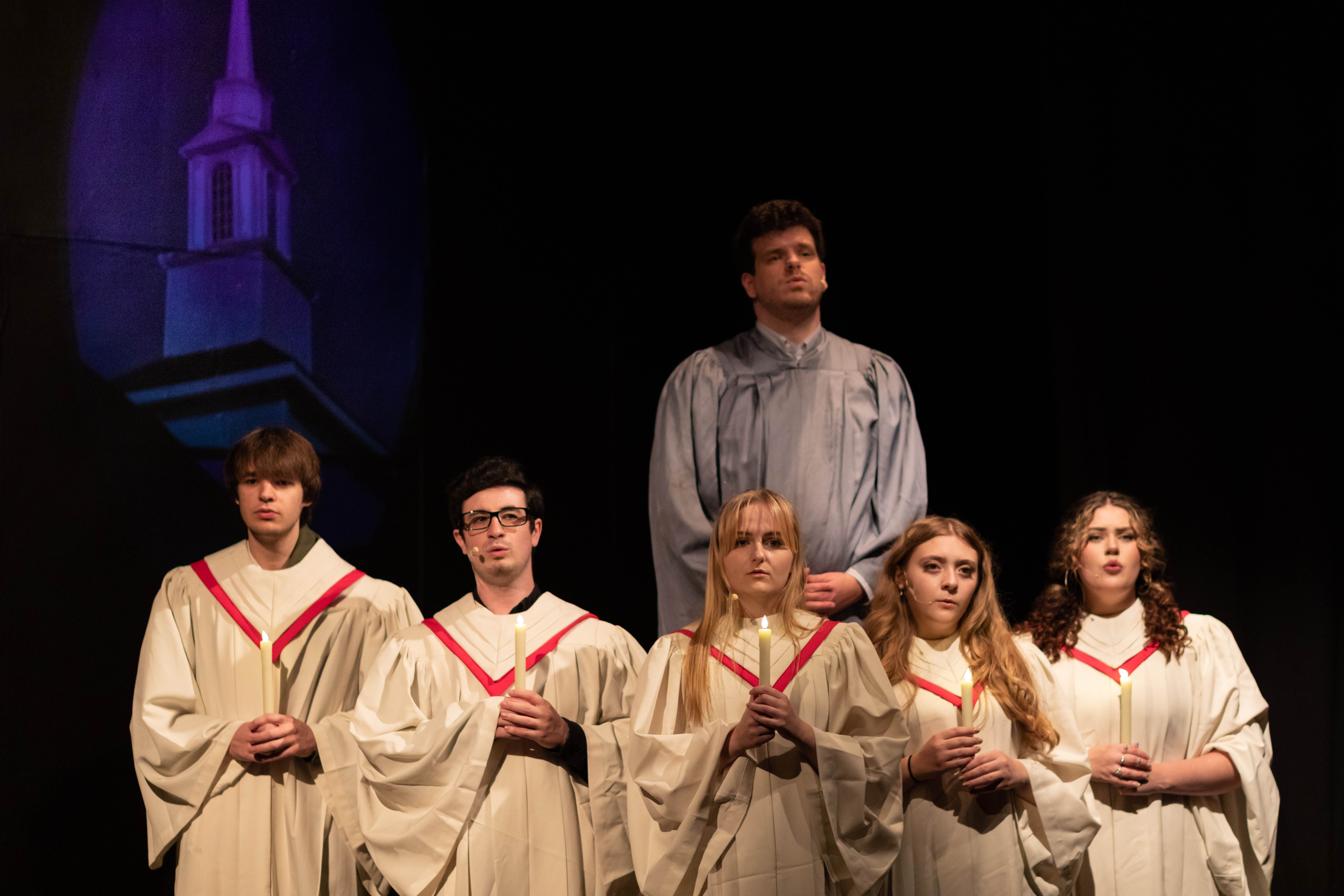 Karl Hinger as Rev. Bliss with the cast of CARRIE: THE MUSICAL (Photo: Trish Haldin) 