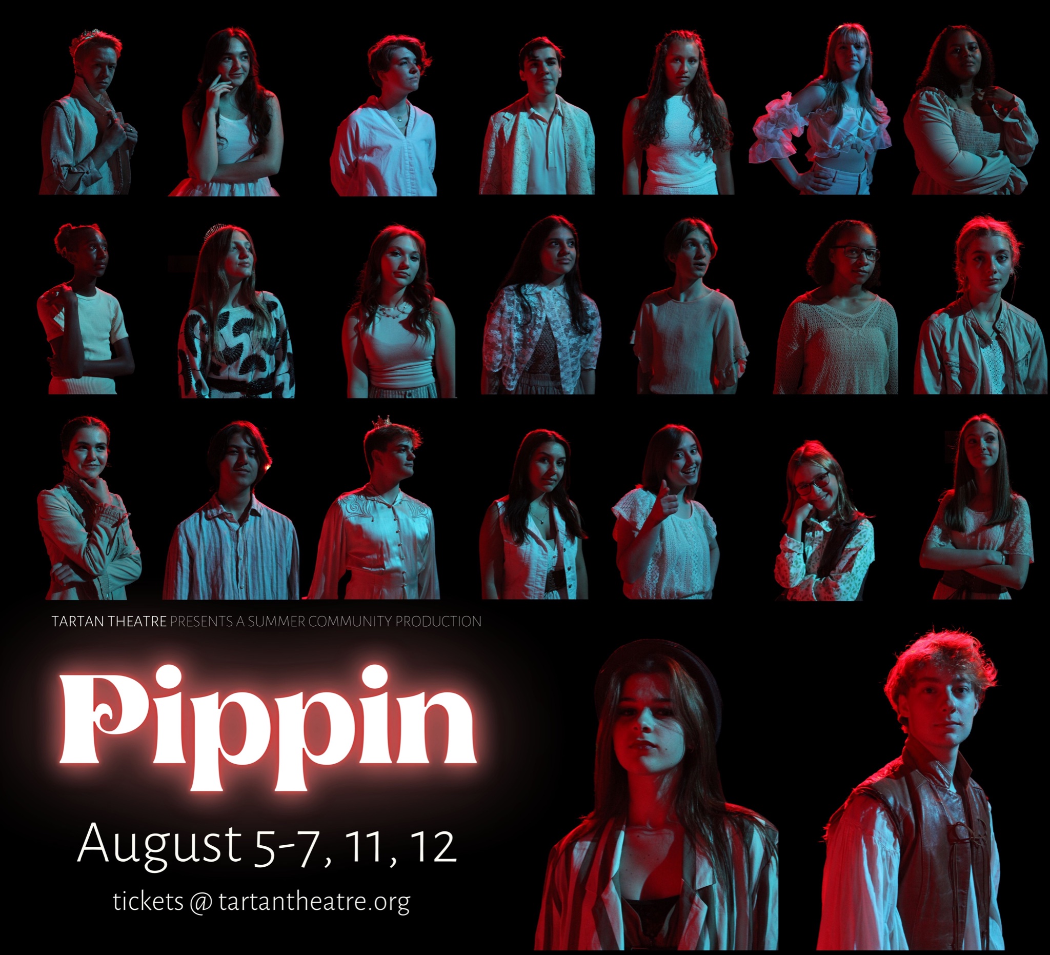 Headshot Poster of the cast of Tartan Theatre's Pippin