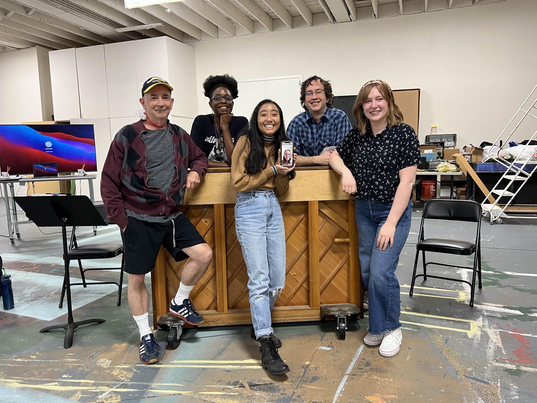 Members of the SPELLS OF THE SEA cast - Joe Gentry, Syrhea Conaway, Gwenny Govea (playwright), Mitchell Manar and Molly Burris - take a break during a read-through at Metro Theater Company. 